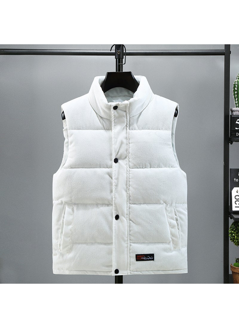 Light luxury corduroy mens vest down cotton vest autumn and winter texture fashion brand waistcoat mens thickened cotton couple coat Gray/HZF/838