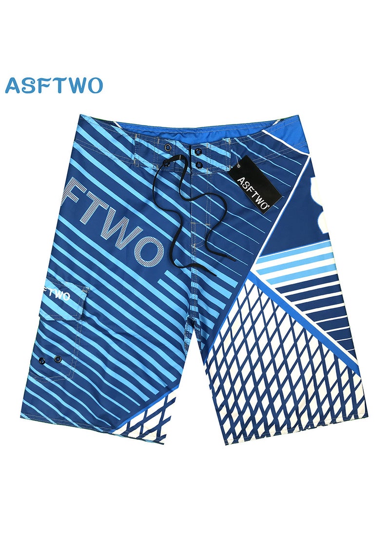 Mens Quick-Dry Basketball Surf Shorts Blue