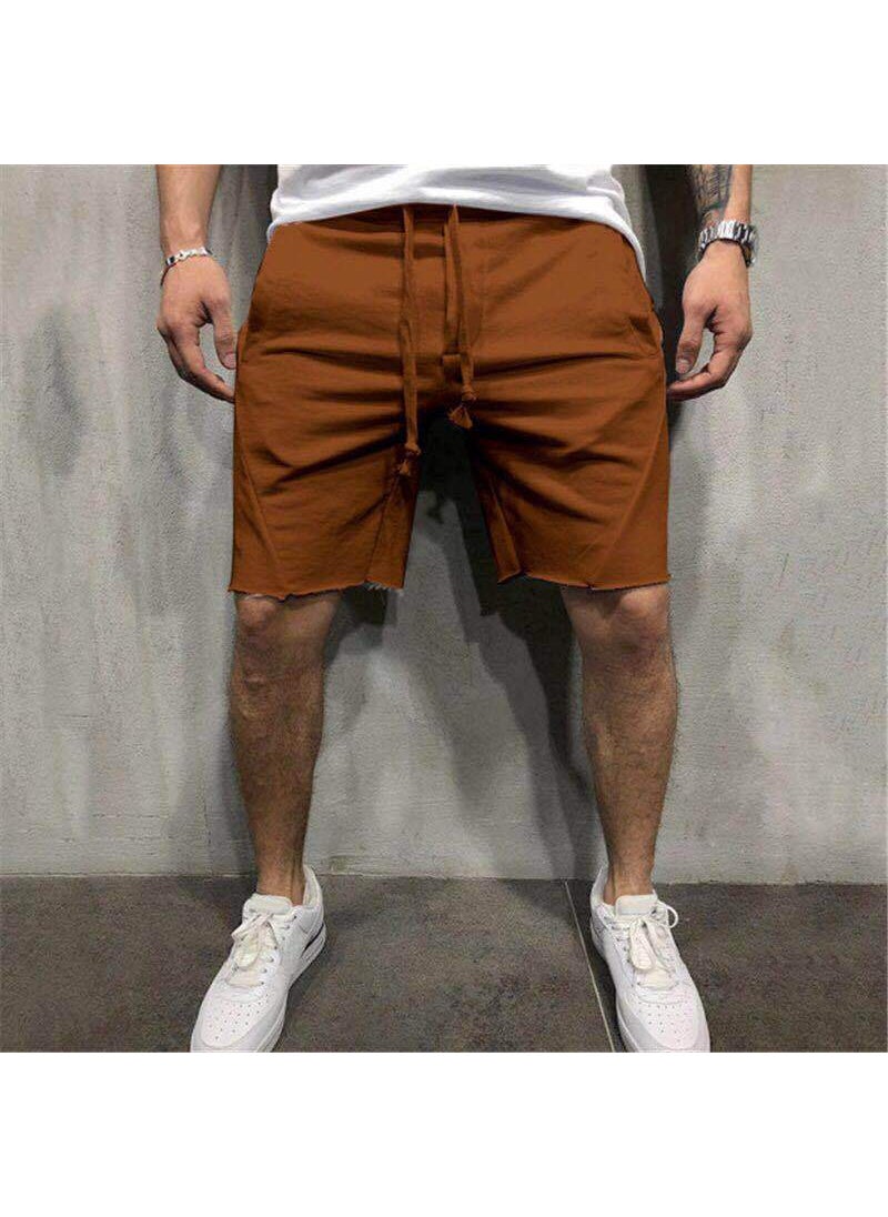 Summer Mens Fitness Shorts Breathable Running CAMEL