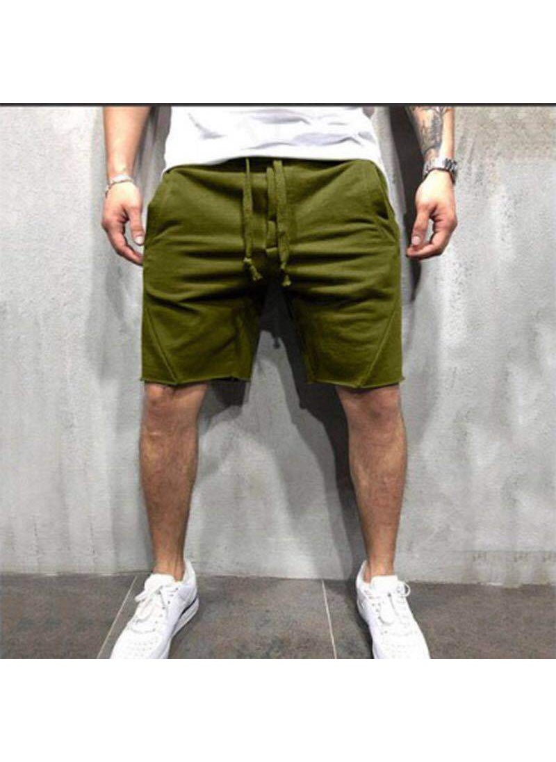 Summer Mens Fitness Shorts Breathable Running Khaki