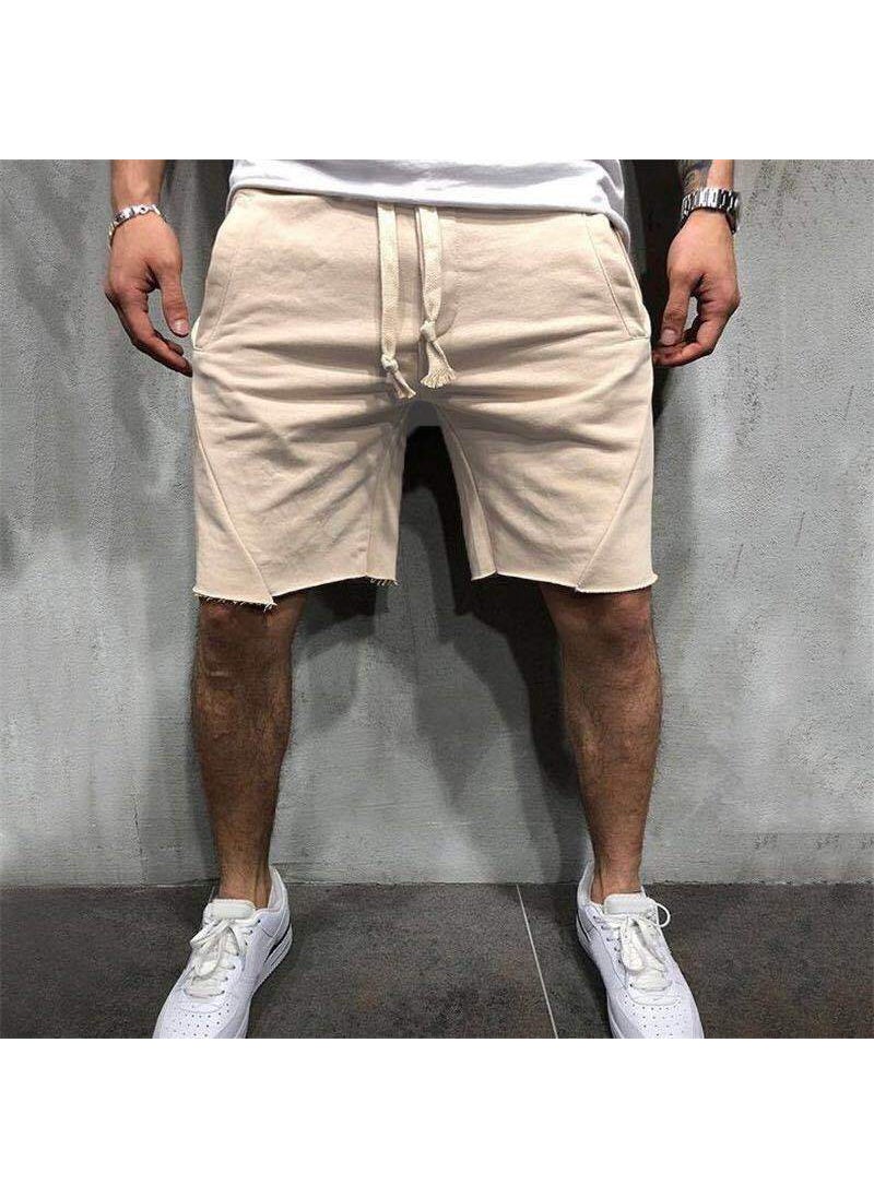 Summer Mens Fitness Shorts Breathable Running Khaki