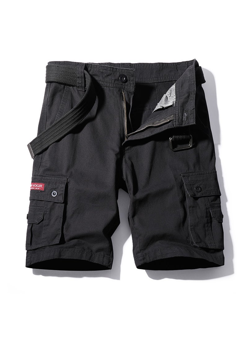 2021 Mens Cargo Shorts Pure Cotton Summer Black