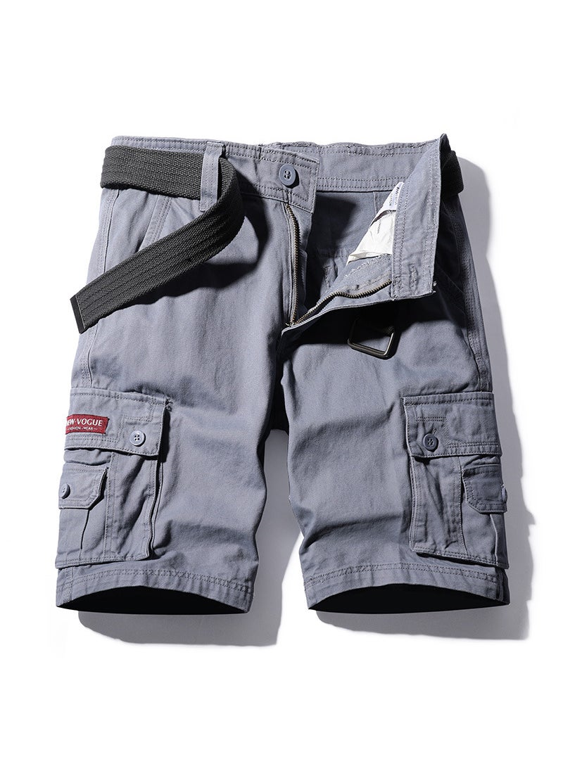 2021 Mens Cargo Shorts Pure Cotton Summer Grey