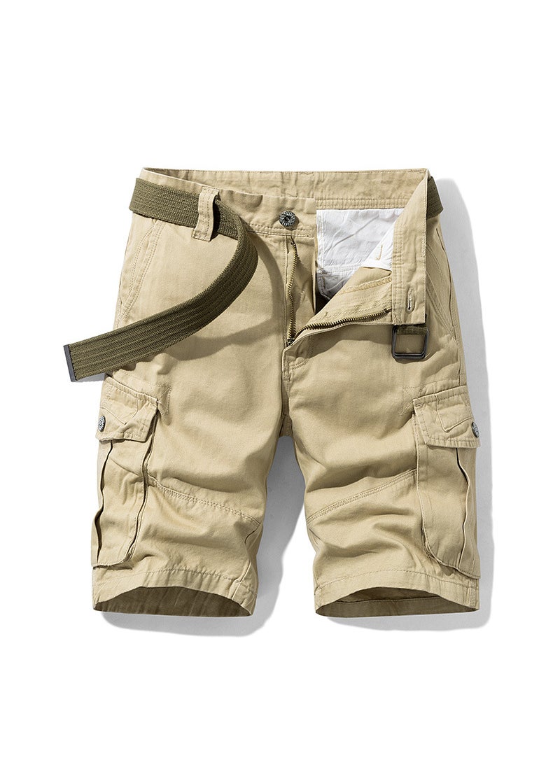 Summer Mens Casual Shorts Brand Trendy Cargo Multi-Pocket Army Green