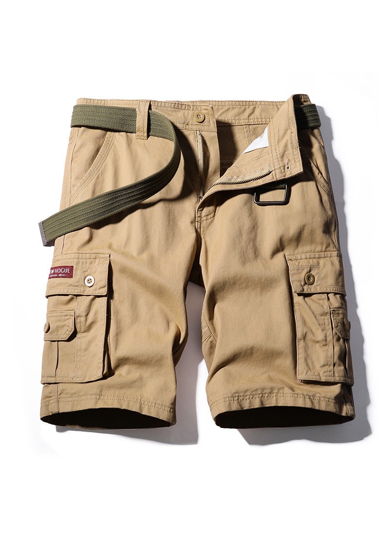 2021 Mens Cargo Shorts Pure Cotton Summer Khaki