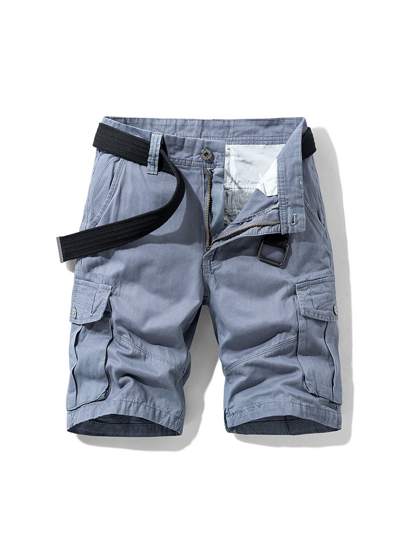 Summer Mens Casual Shorts Brand Trendy Cargo Multi-Pocket Dark blue