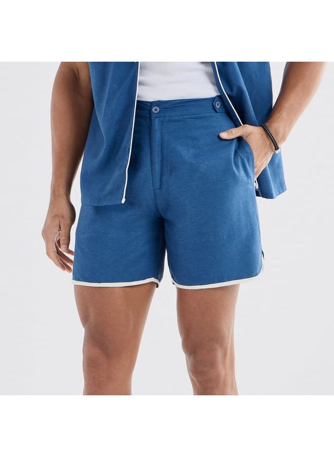 Solid Shorts with Pockets and Piping Detail