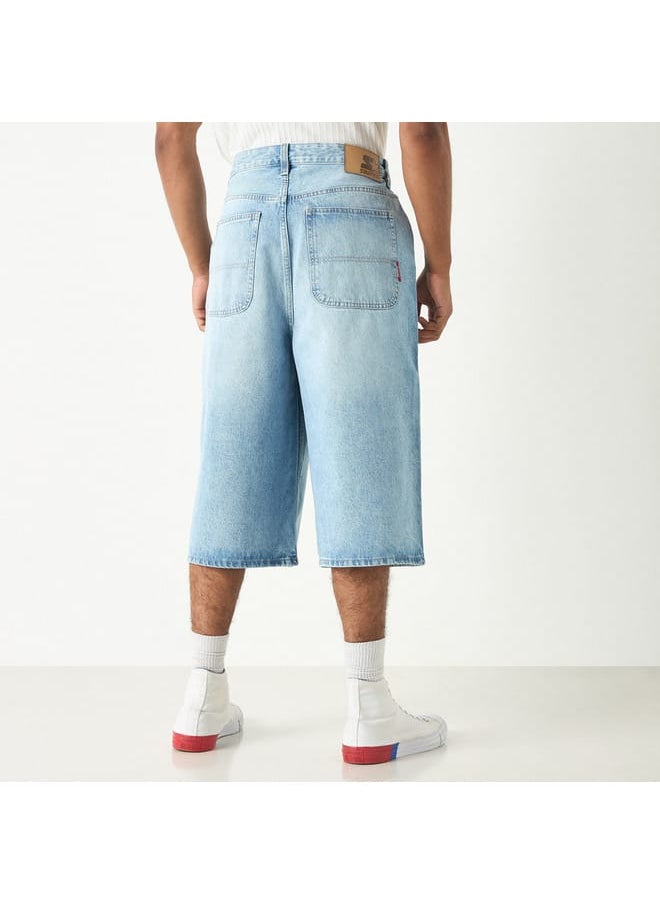 Starter Solid Shorts with Button Closure and Pockets