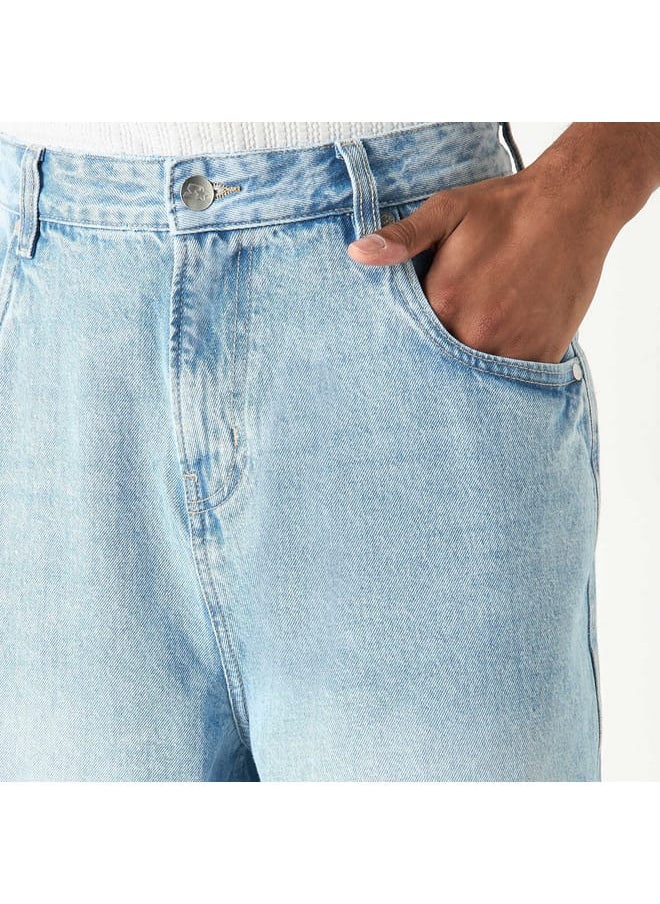 Starter Solid Shorts with Button Closure and Pockets