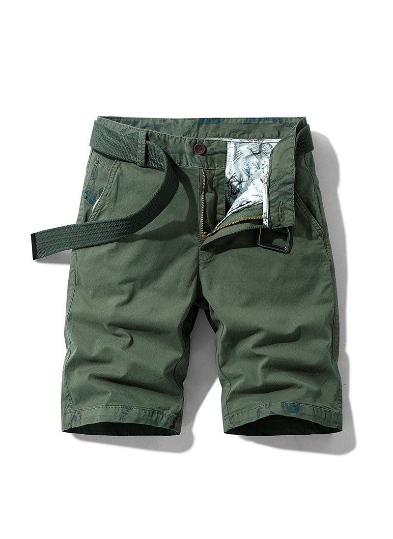 2024 Mens Casual Shorts Summer New Korean Cargo Army Green