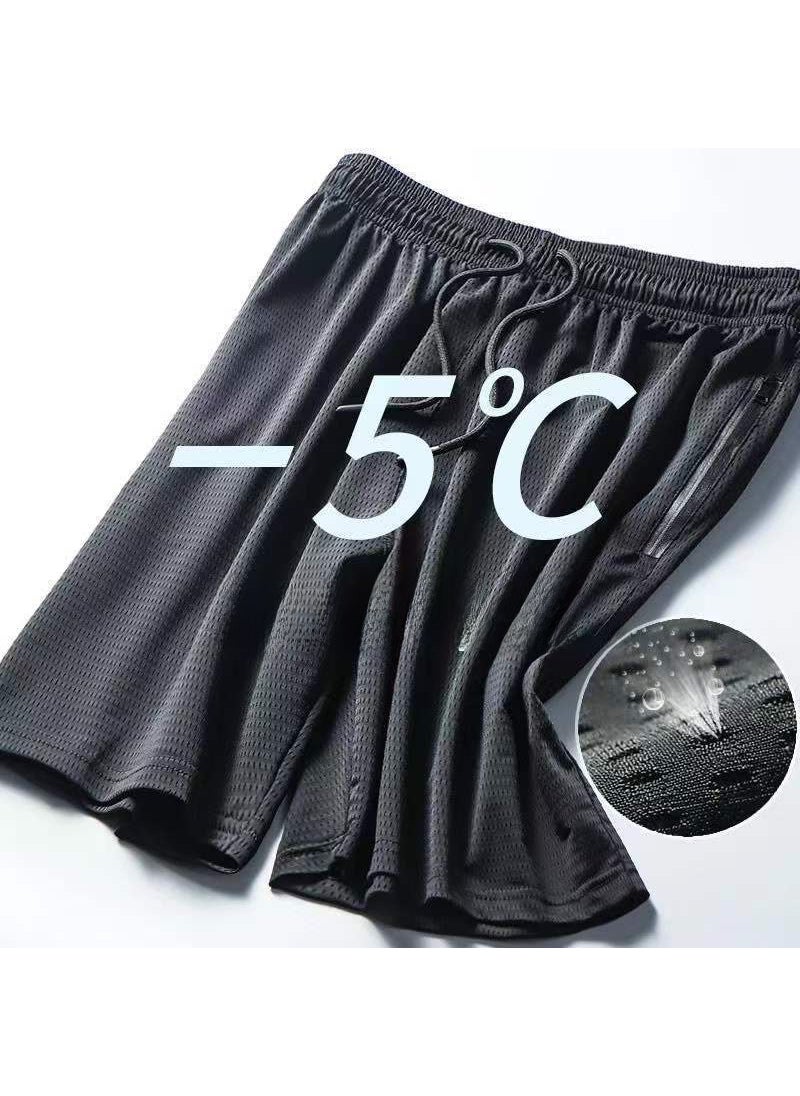 Sports Shorts Mens Quick-drying Ice Silk Pants Summer Thin Running Fitness Loose Casual Mesh Air Conditioning Pants Mesh Pants