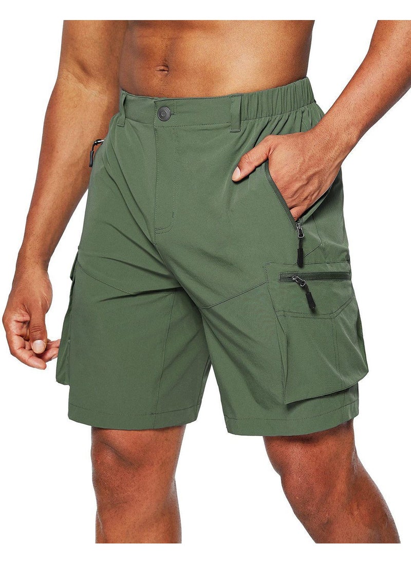 2022 Mens Cargo Shorts Big Size Zipper Multi-Pocket Blue