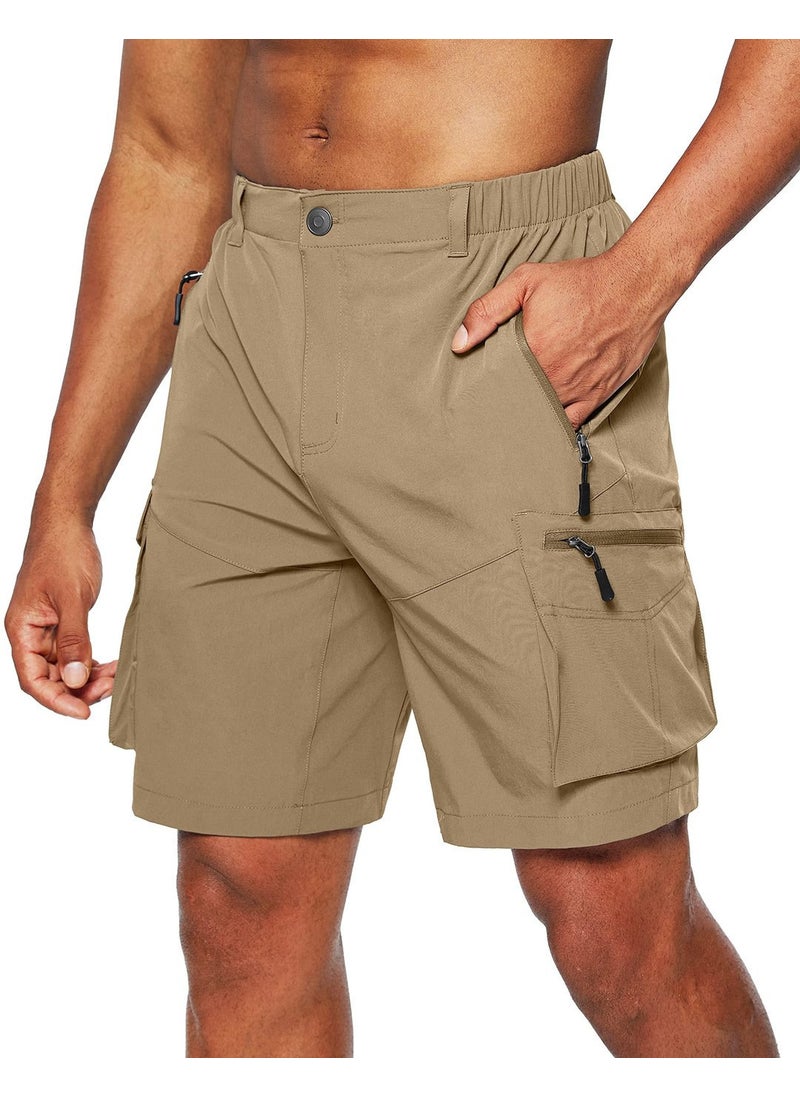 2022 Mens Cargo Shorts Big Size Zipper Multi-Pocket Blue