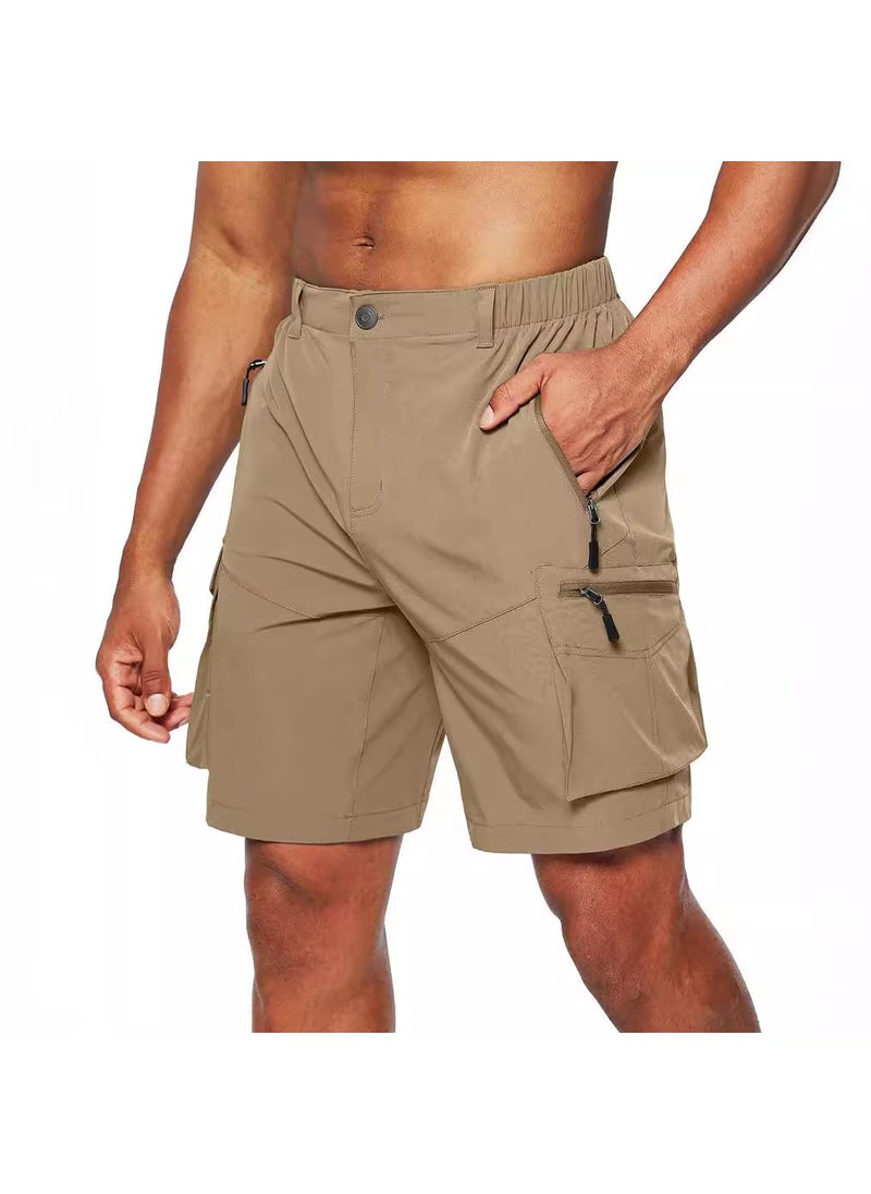 2022 Mens Cargo Shorts Big Size Zipper Multi-Pocket Dark gray