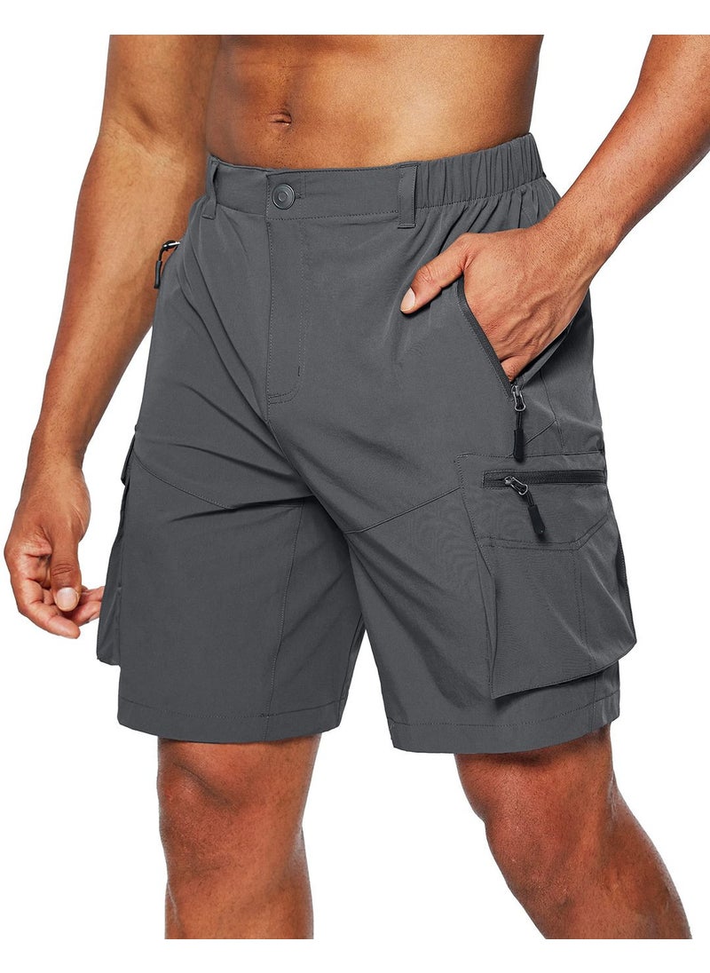 2022 Mens Cargo Shorts Big Size Zipper Multi-Pocket Dark gray