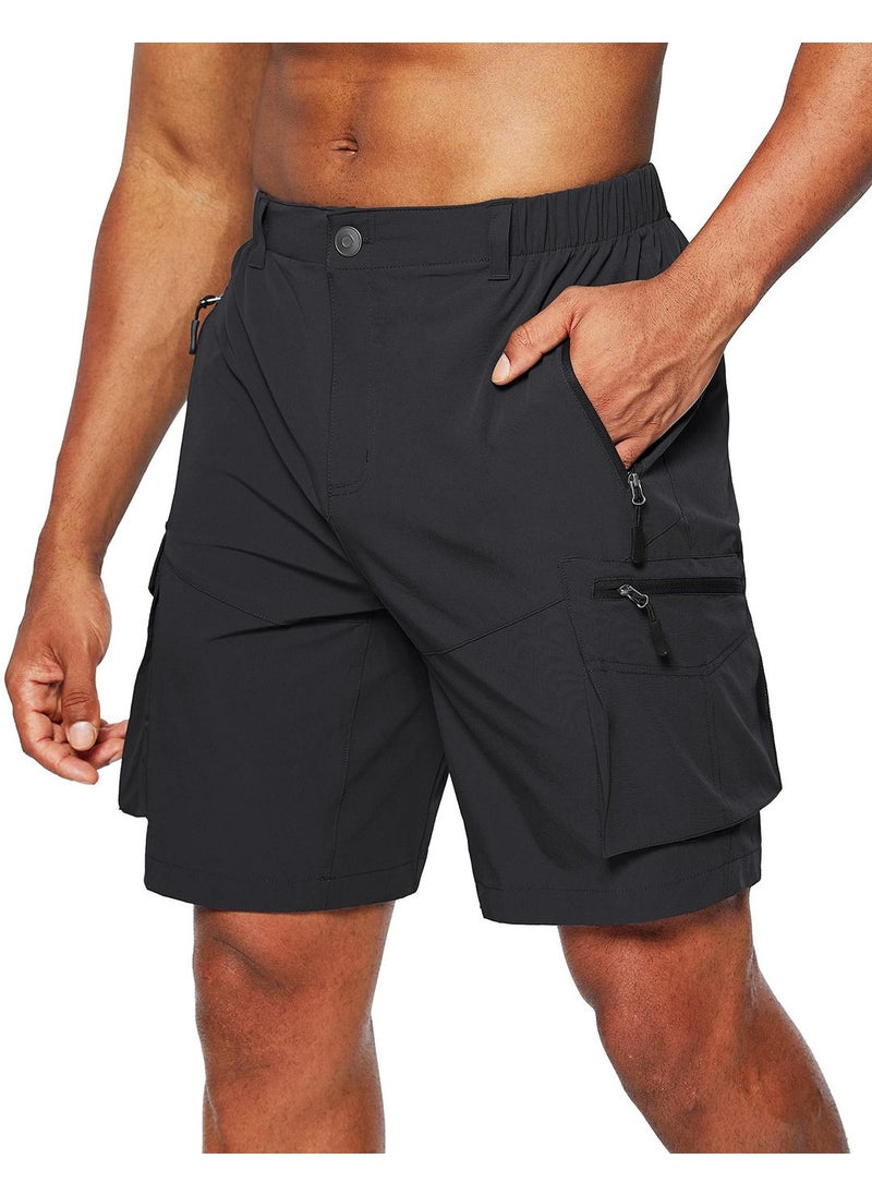 2022 Mens Cargo Shorts Big Size Zipper Multi-Pocket Dark gray