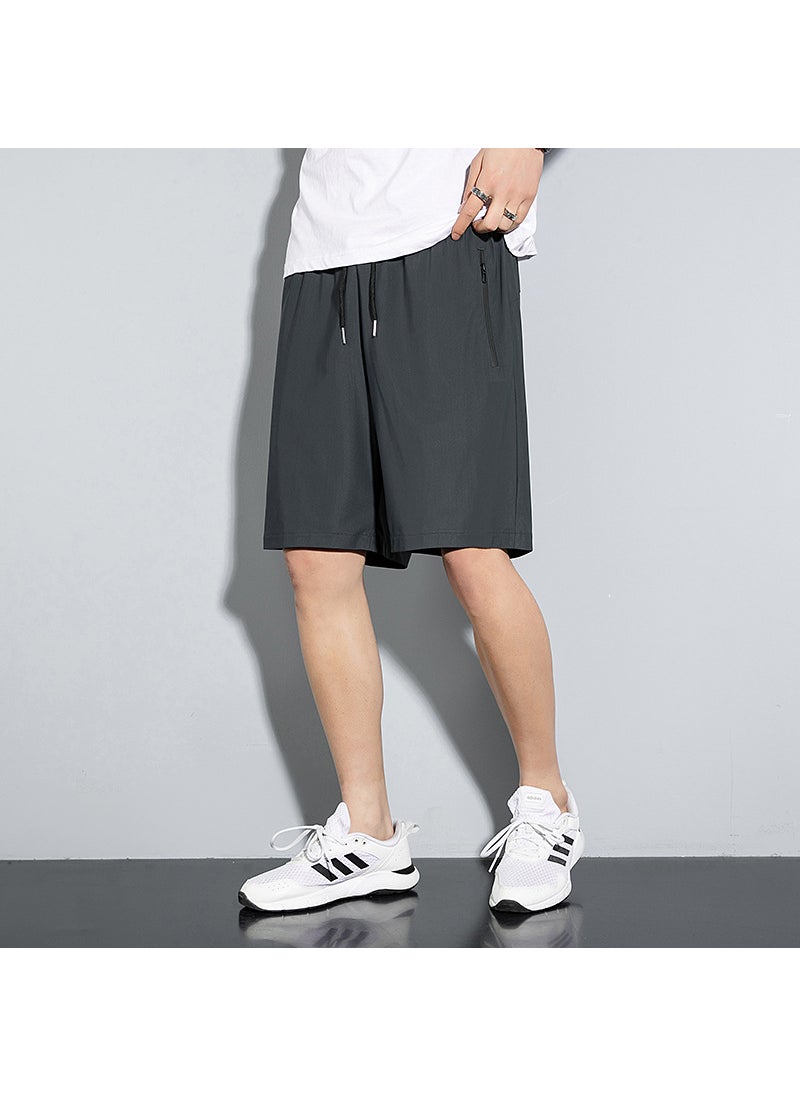 Mens Summer Silk Casual Shorts Grey