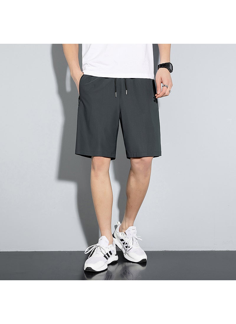 Mens Summer Silk Casual Shorts Grey