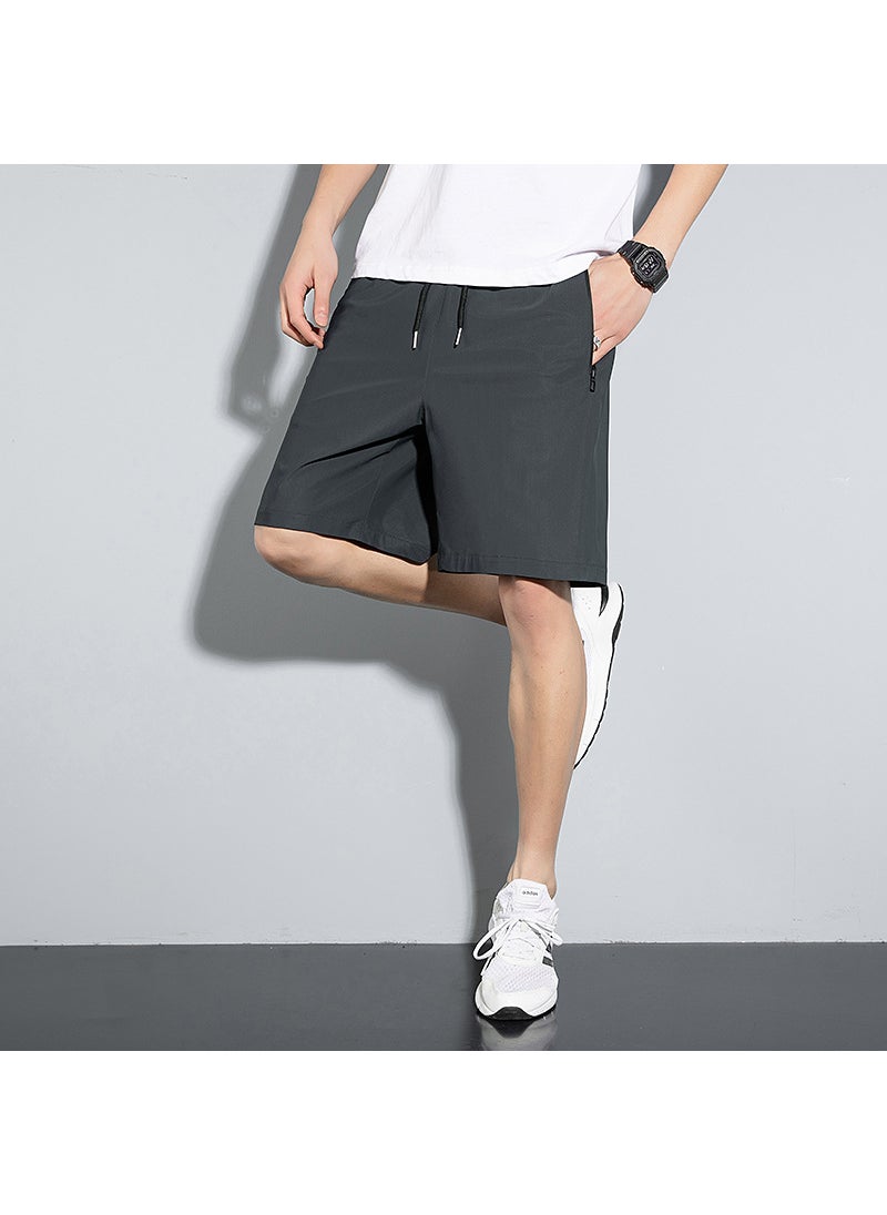 Mens Summer Silk Casual Shorts Grey