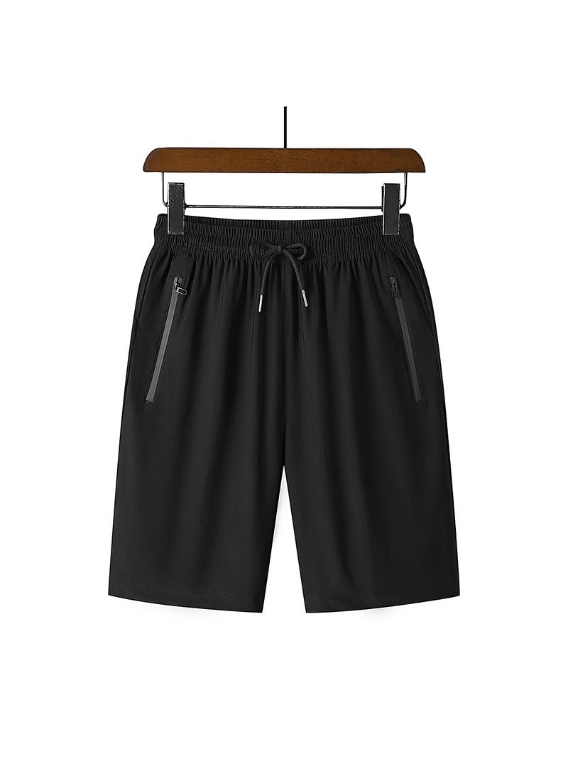Mens Summer Silk Casual Shorts Black