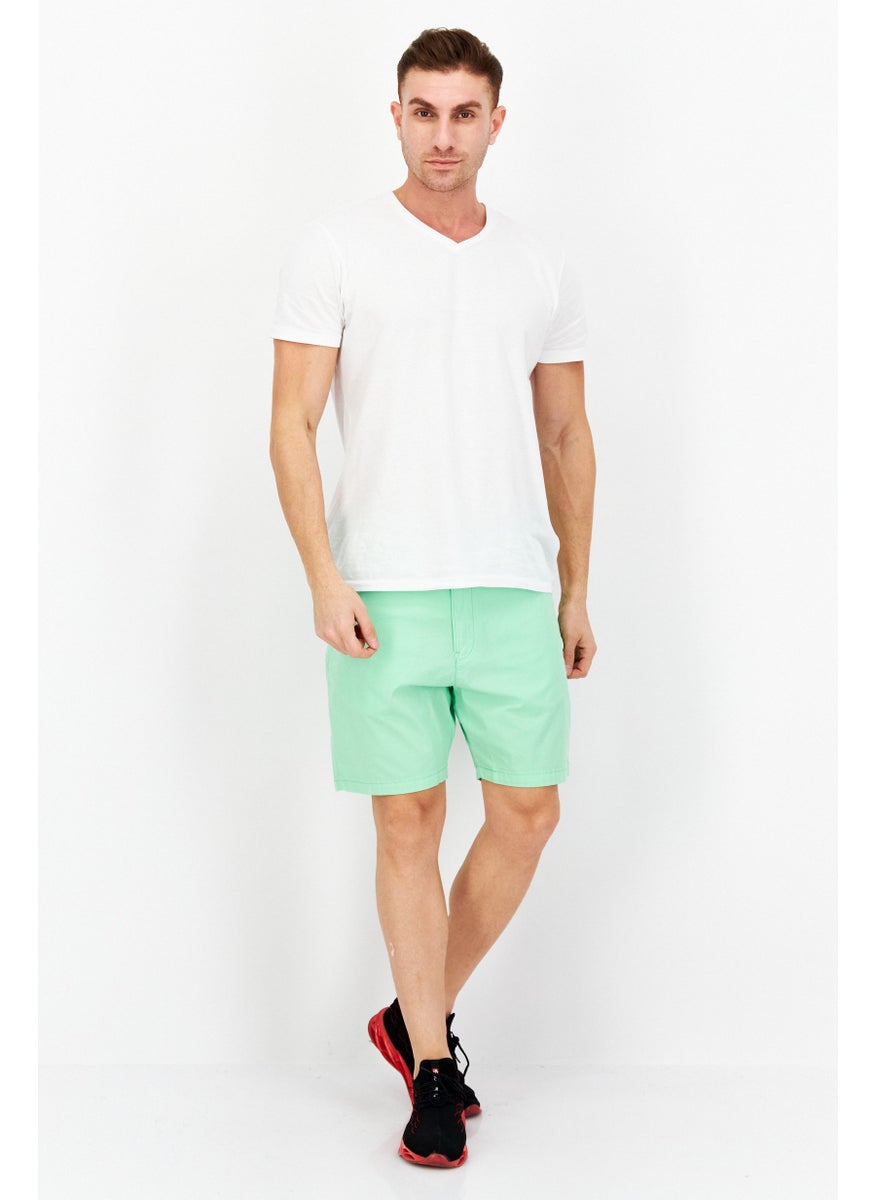 Men Solid Chino Short, Lime Green