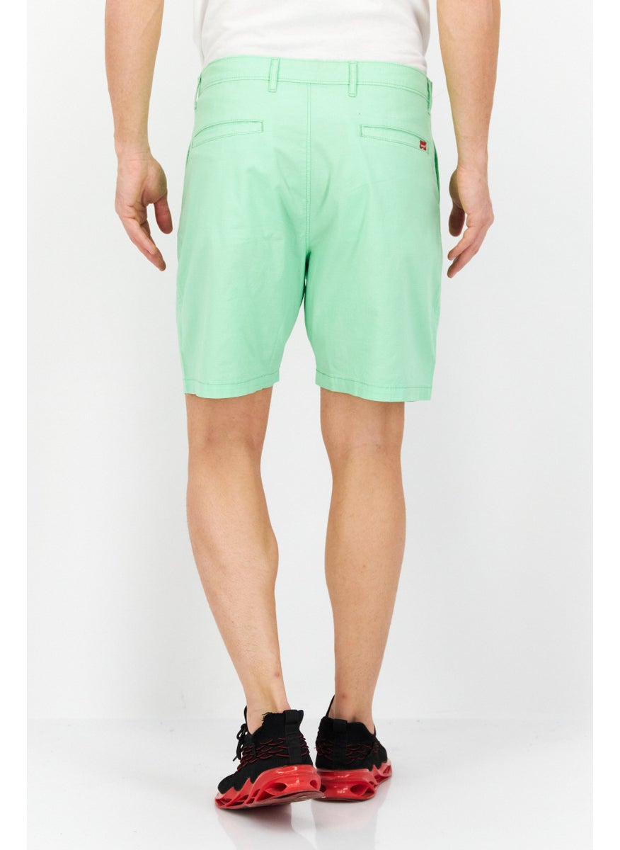 Men Solid Chino Short, Lime Green