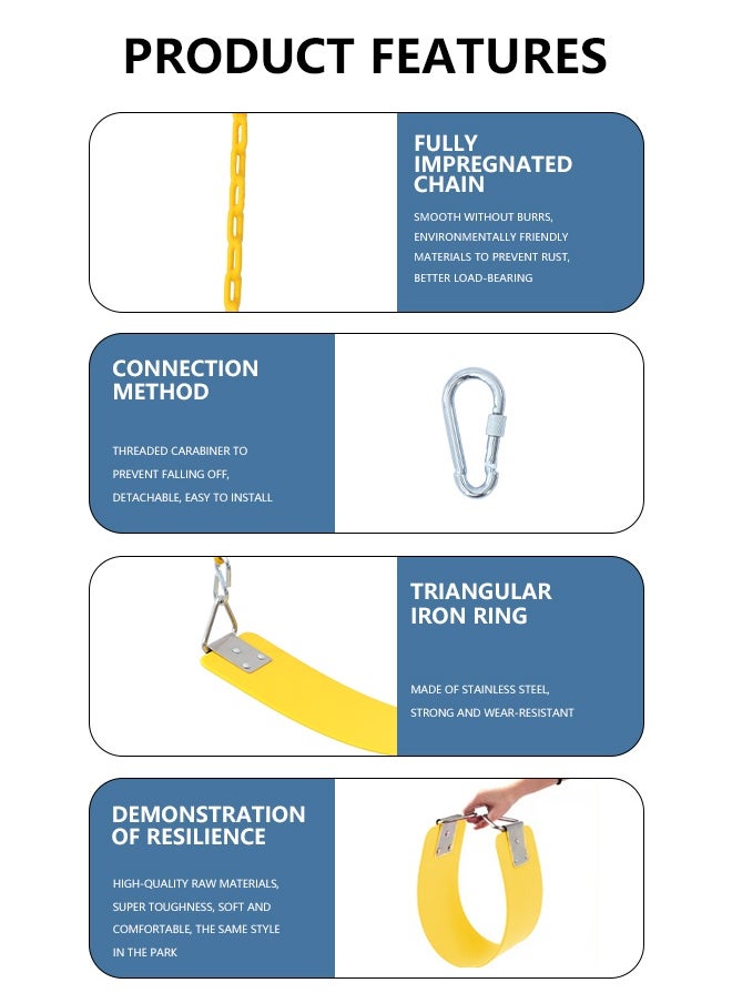 Non-Slip Sturdy Durable Easy Installation Swing Seat Set Playground Equipment 61x15x150cm