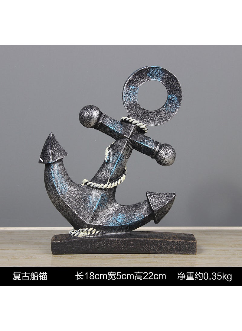 Mediterranean Nautical Ship Decor Anchor Blue