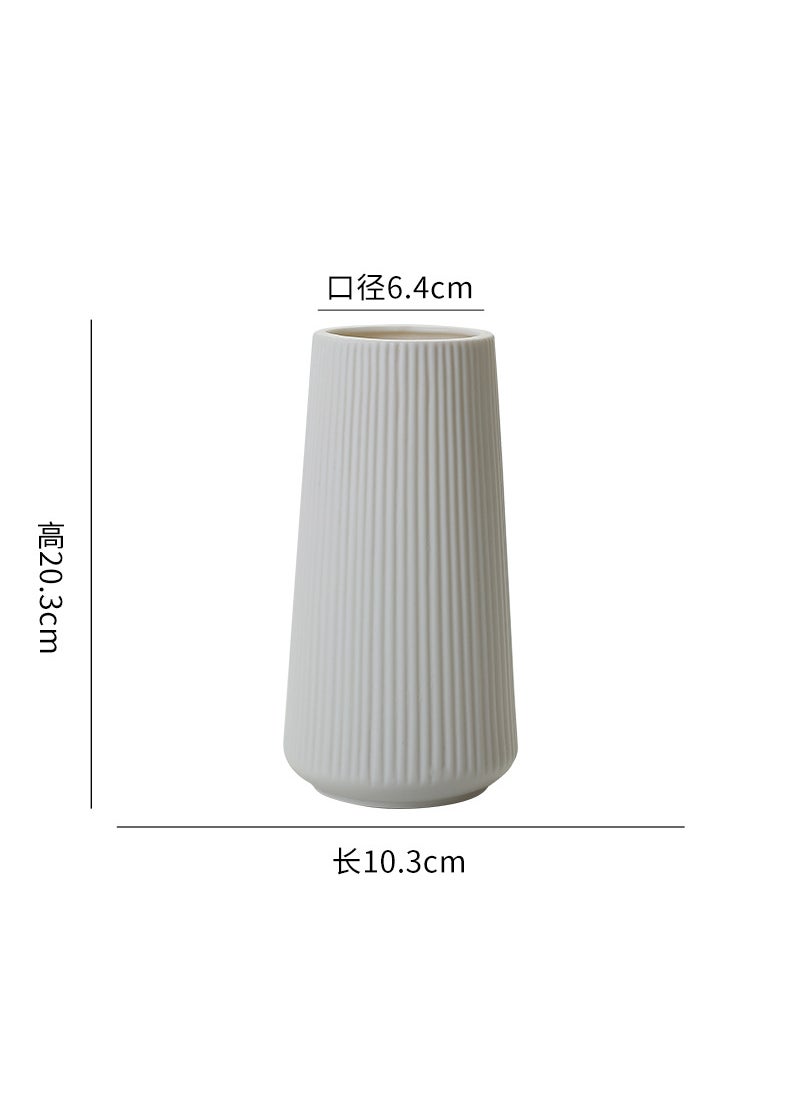 Nordic Luxury White Ceramic Vase palace pinstripe