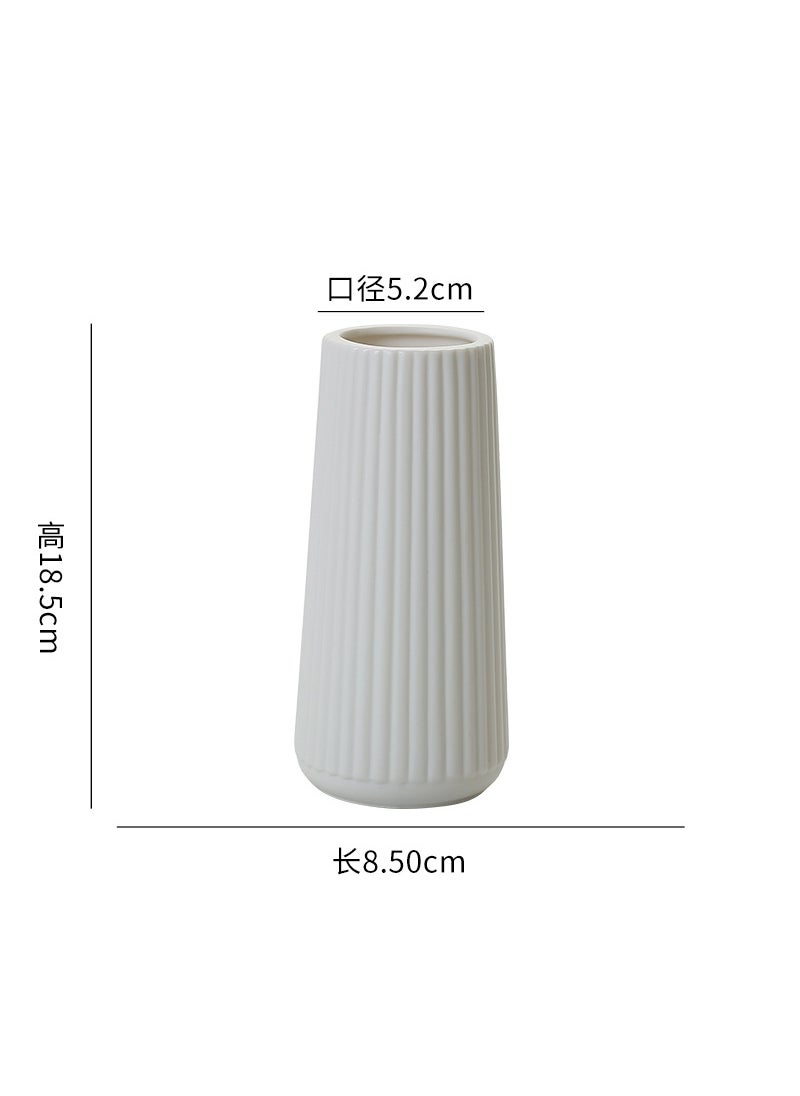 Nordic Luxury White Ceramic Vase Small mouth palace thick stripes