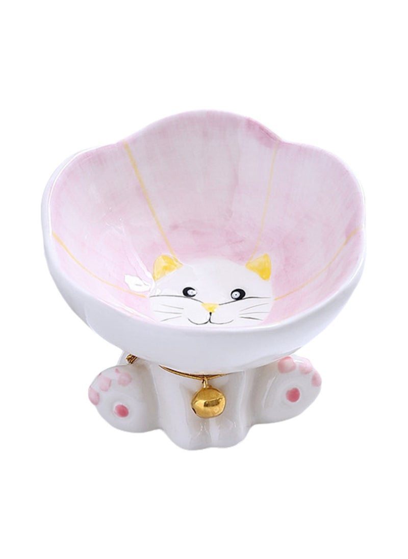 Cat Bowl Ceramic Pet Bowl Large Diameter Cat Food Bowl Dog Food Bowl Anti-Tip Protection Cervical Vertebra Kitten Double Bowl Water Bowl (Purple)