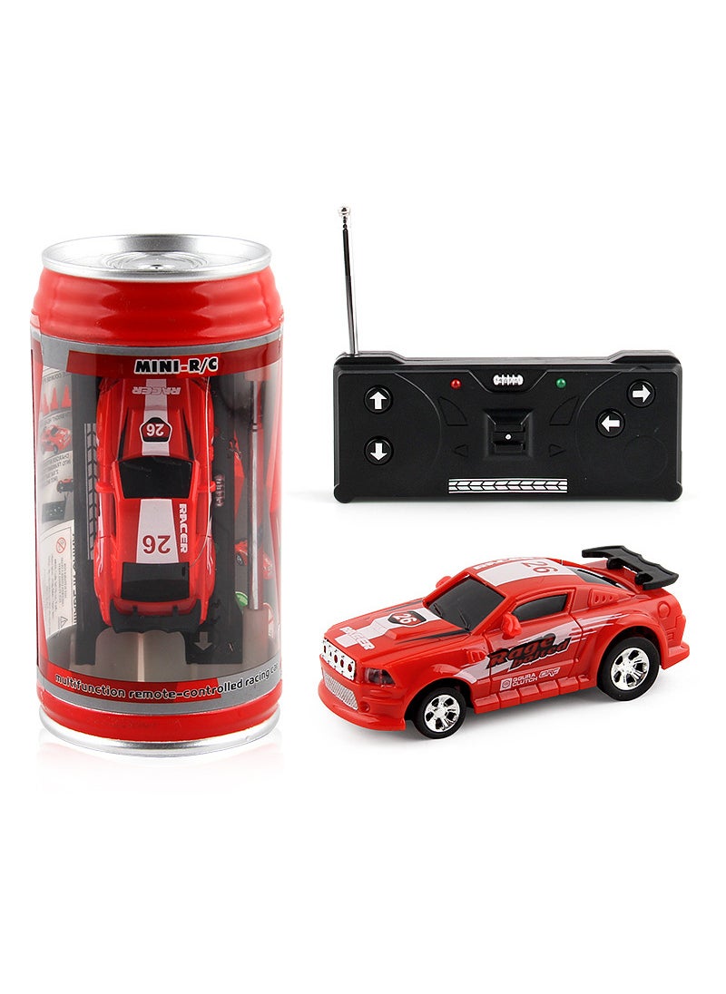 Cross-border cans remote control car four-way wireless racing car with roadblock Coke can car Mini children cans car 1681 red 120g