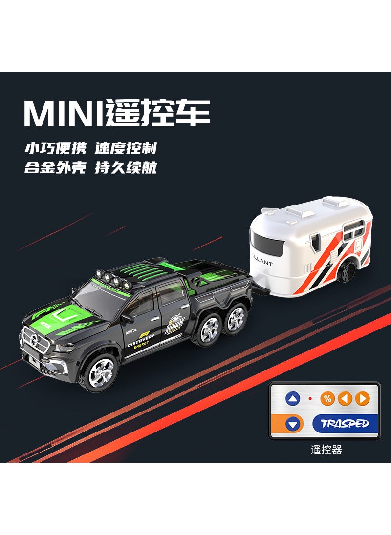 1/64 Scale Mini RC Car Model with Lights for Kids C1-8801a black pickup truck [six wheels] + white box