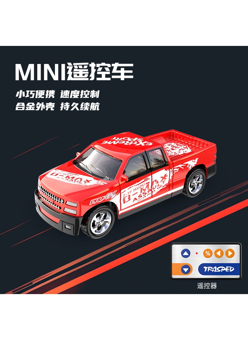 1/64 Scale Mini RC Car Model with Lights for Kids A-5501c red pickup truck [four wheels]