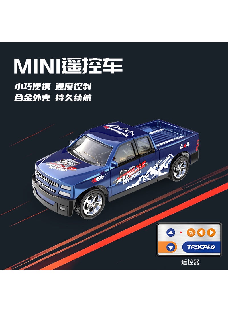 1/64 Scale Mini RC Car Model with Lights for Kids A-5501a blue pickup [four wheels]