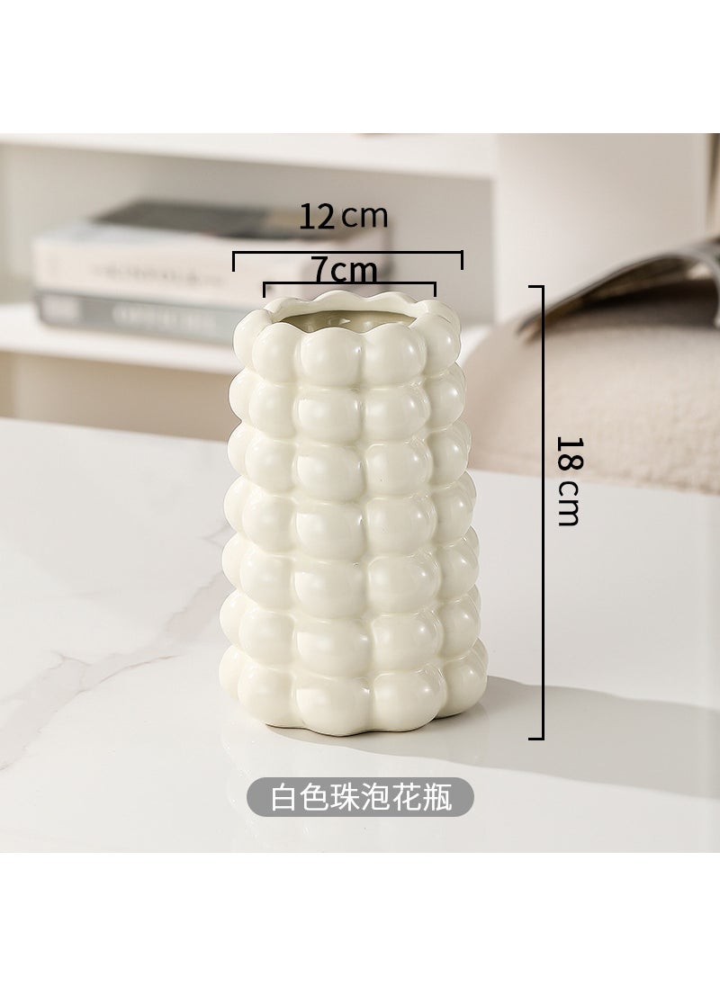 Nordic Simple Ceramic Vase Ornaments Living Room Flower Arrange Hydroponic Dried Flowers Advanced Art Home Decorations Vase Milky White