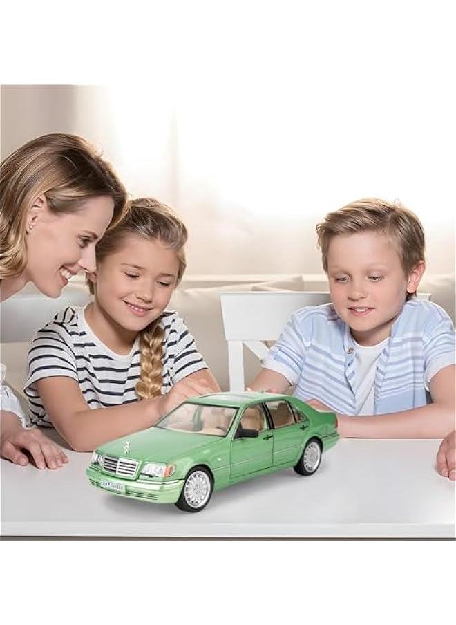 Compatible for 1:24 Benz W140 S320 Model Car, Diecast Collectible Pull Back Toy Car, Retro Classic Car with Sound and Light for Adults Kids Boys Girls, Gift Green