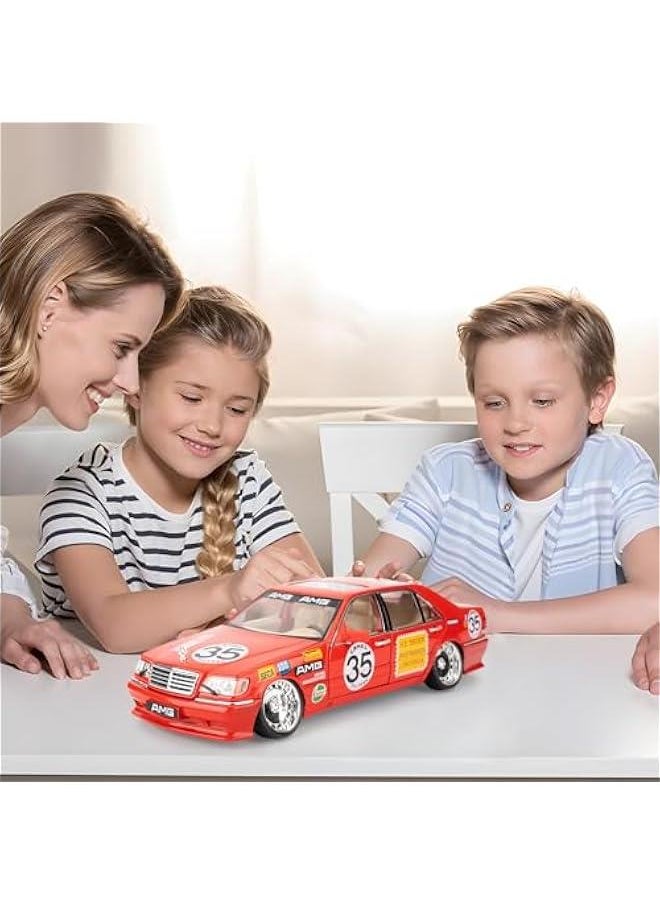 Compatible for 1:24 Benz W140 S320 Model Car, Diecast Collectible Pull Back Toy Car, Retro Classic Car with Sound and Light for Adults Kids Boys Girls, Gift Red