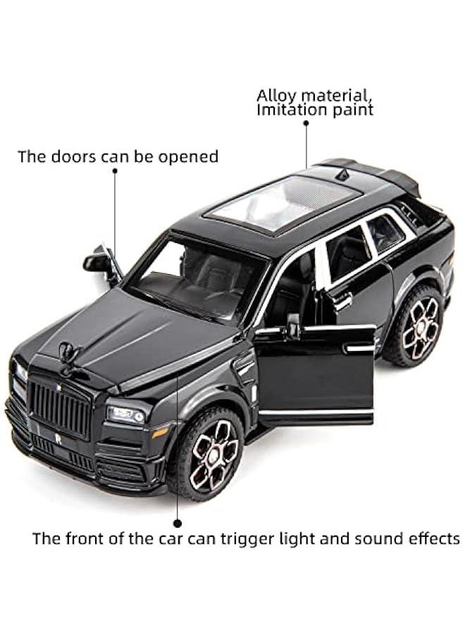 Compatible for 1:36 Rolls Royce Cullinan Car Model, Diecast Pull Back Car Toy car, Doors Open, Light and Sound, Boys Toys Kids Adults Gifts (Black)