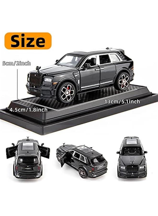 Compatible for 1:36 Rolls Royce Cullinan Car Model, Diecast Pull Back Car Toy car, Doors Open, Light and Sound, Boys Toys Kids Adults Gifts (Black)