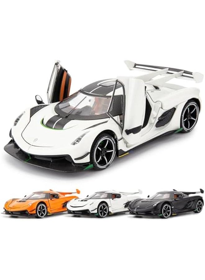 Compatible for 1:24 Koenigsegg Jesko Car Model, Diecast Collectible Pull Back Model Car with Sound and Light, Toy Gift Vehicles for Adults Kids Boys Girls