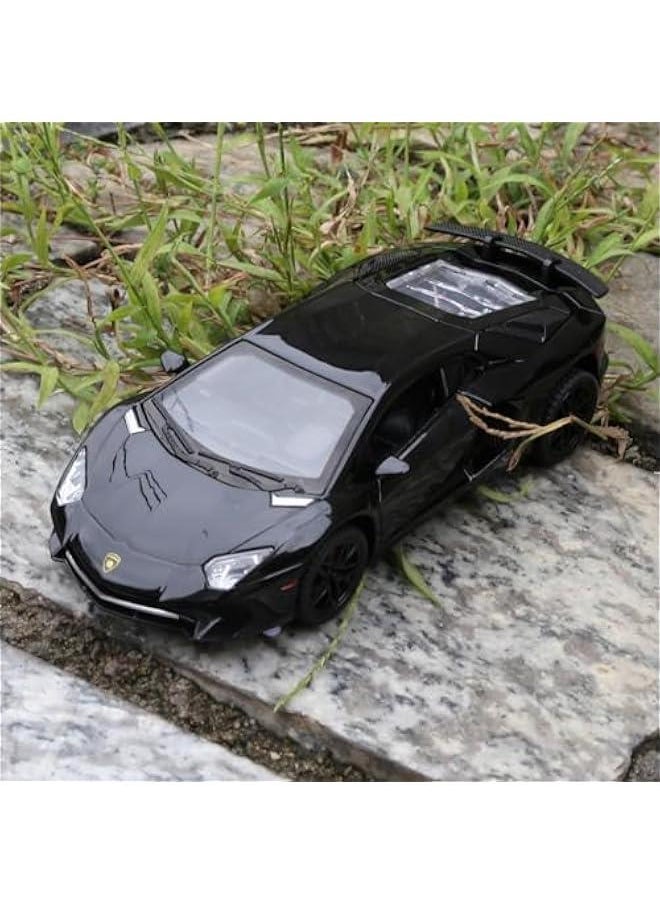 1:32 Lambo LP750 Model Pull Back Car Toy car with Sound and Light for Kids Boy Girl, Metal Body, Door Opened, Black