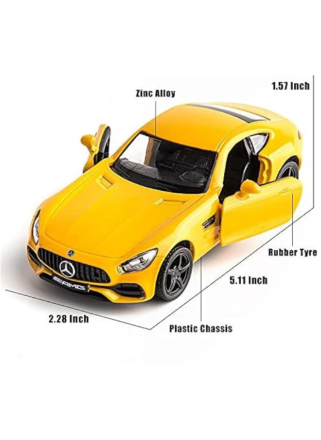 1:36 Scale Diecasting Alloy Car Model Mercedes-Benz AMG GTS Car Model Toy Car Pull Back Vehicles Toy Car for Toddlers Kids Boys Girls Gift (Yellow)