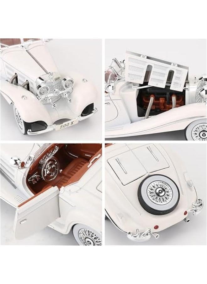 Compatible for 1:24 Benz 500K Toy Car Model, Diecast Collectible Pull Back Model Car with Sound and Light, Retro Classic Car Toy Gift Vehicles for Adults Kids Boys Girls