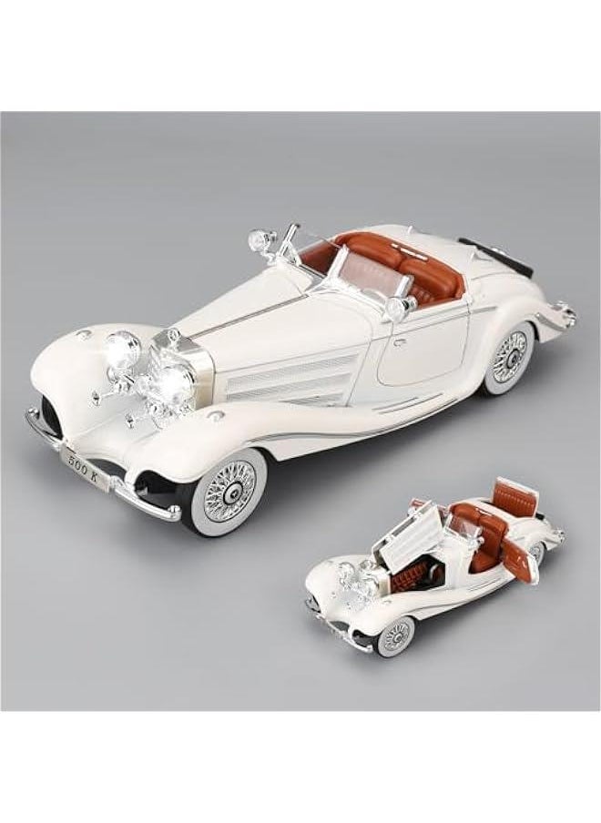 Compatible for 1:24 Benz 500K Toy Car Model, Diecast Collectible Pull Back Model Car with Sound and Light, Retro Classic Car Toy Gift Vehicles for Adults Kids Boys Girls