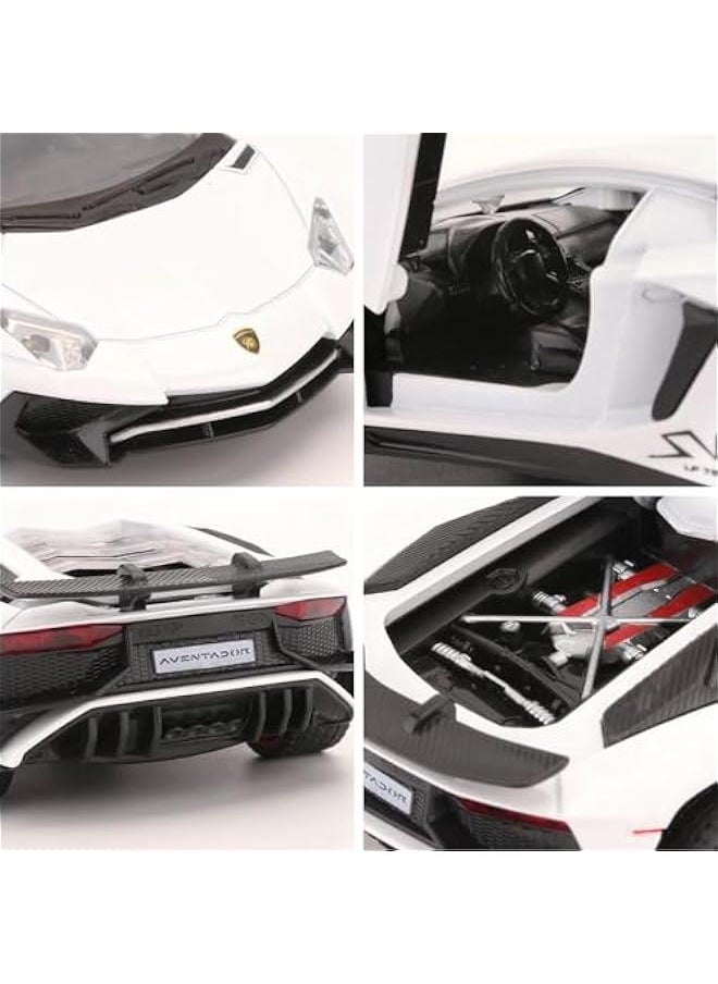 1:32 Lambo LP750 Model Pull Back Car with Sound and Light for Kids Boy Girl, Metal Body, Door Opened, White