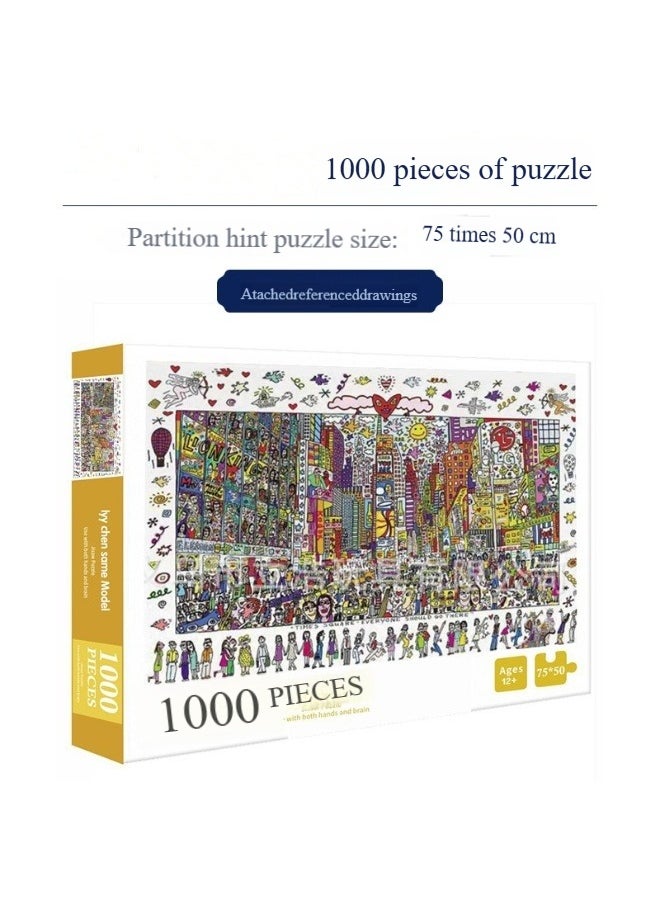 1000-Piece Colorful Cartoon Puzzle for Kids and Adults - Brain Teaser Desktop Jigsaw