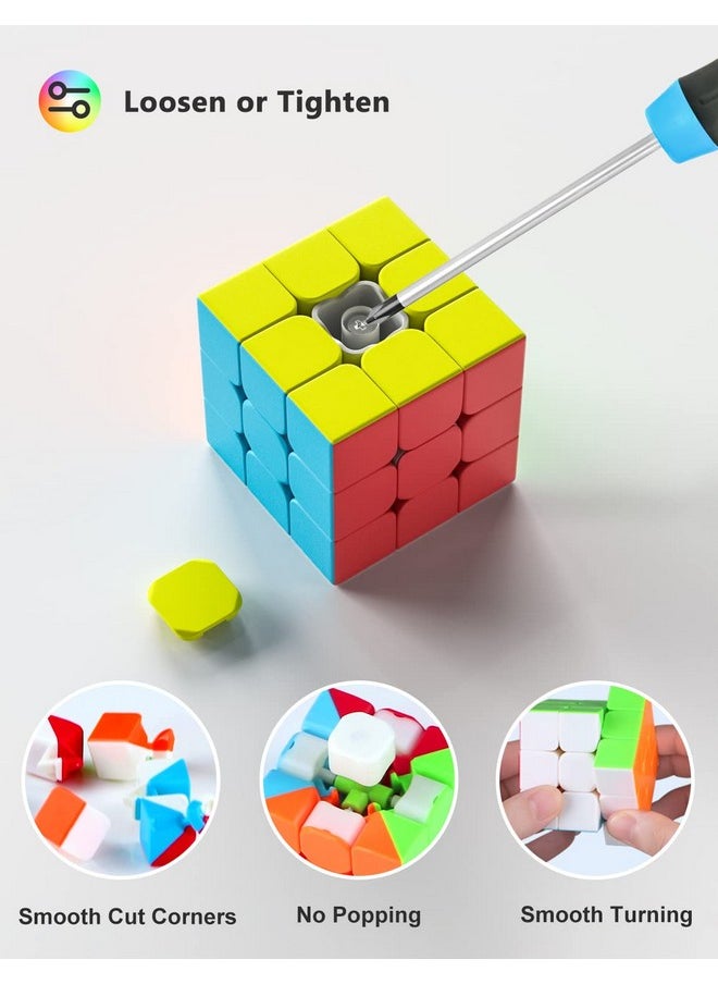 Vdealen Speed Cube Set, 2x2x2 3x3x3 Pyramid Magic Cube Set, Puzzle Cube Toys Birthday Party Christmas Stocking Stuffers Gift for Kids Teens Adults(Stickerless)