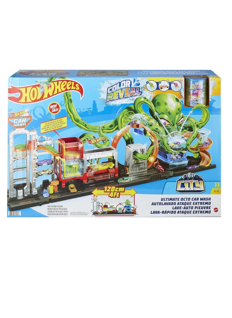 City Ultimate Octo Car Wash Playset with 1 Color Reveal Car for Kids 4 Years & Up