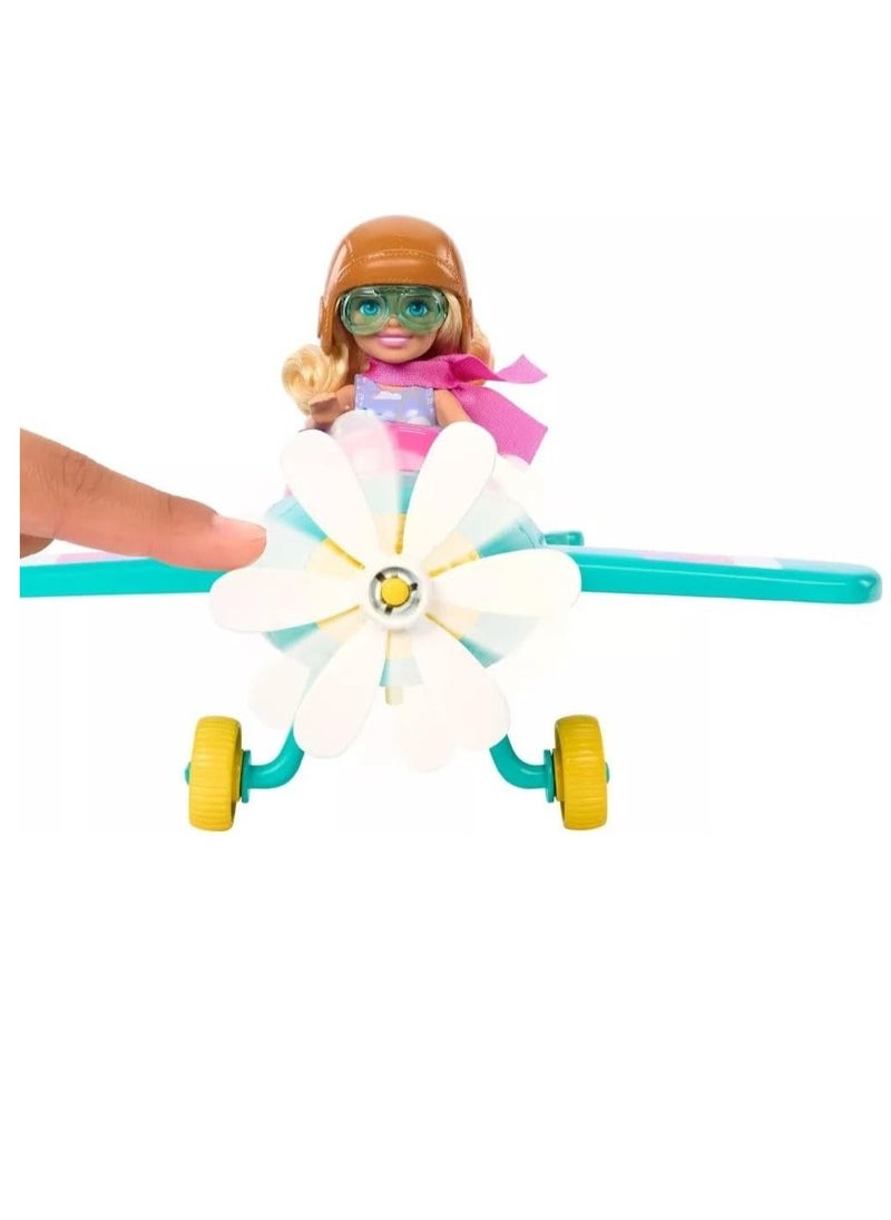 Chelsea Can Be… Plane Doll & Playset, 2-Seater Aircraft with Spinning Propellor & 7 Accessories